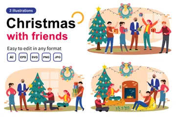 Christmas With Friends Illustration Pack