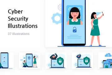 La seguridad cibernética Paquete de Ilustraciones