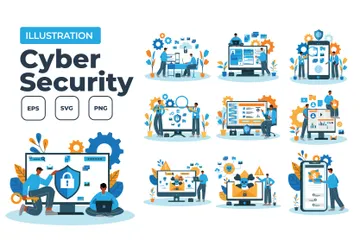 La seguridad cibernética Illustration Pack