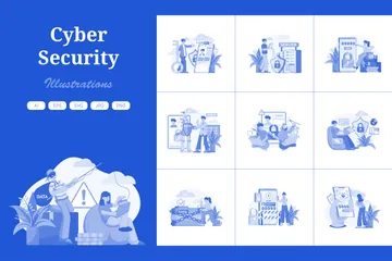 La seguridad cibernética Paquete de Ilustraciones