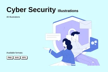 La seguridad cibernética Paquete de Ilustraciones