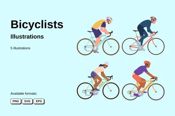 Ciclistas Paquete de Ilustraciones