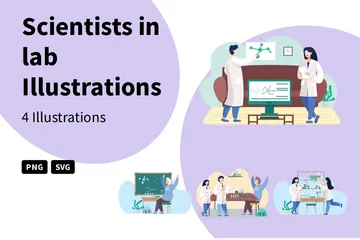 Científicos en laboratorio Paquete de Ilustraciones