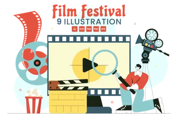 Cinematic Film Festival Illustration Pack