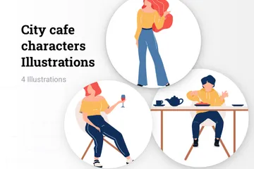 City Cafe Character Illustration Pack