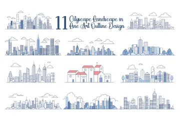 Cityscape Building Landscape Illustration Pack