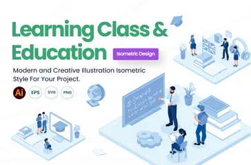 Classe d'apprentissage et éducation isométrique Pack d'Illustrations