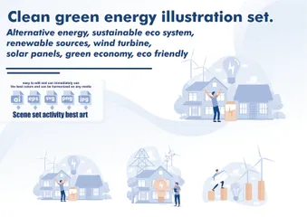 Clean Green Energy Illustration Pack