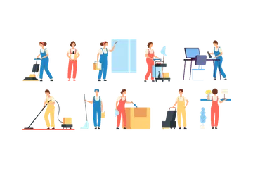 Cleaner Persons Illustration Pack