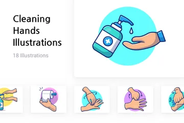 Cleaning Hands Illustration Pack