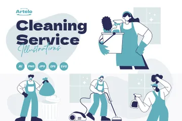 Cleaning Service Illustration Pack