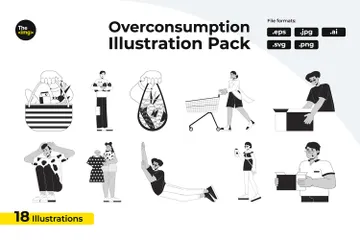 Clients utilisant des marchandises excédentaires Pack d'Illustrations