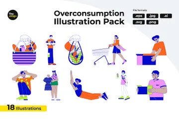 Clients utilisant des marchandises excédentaires Pack d'Illustrations