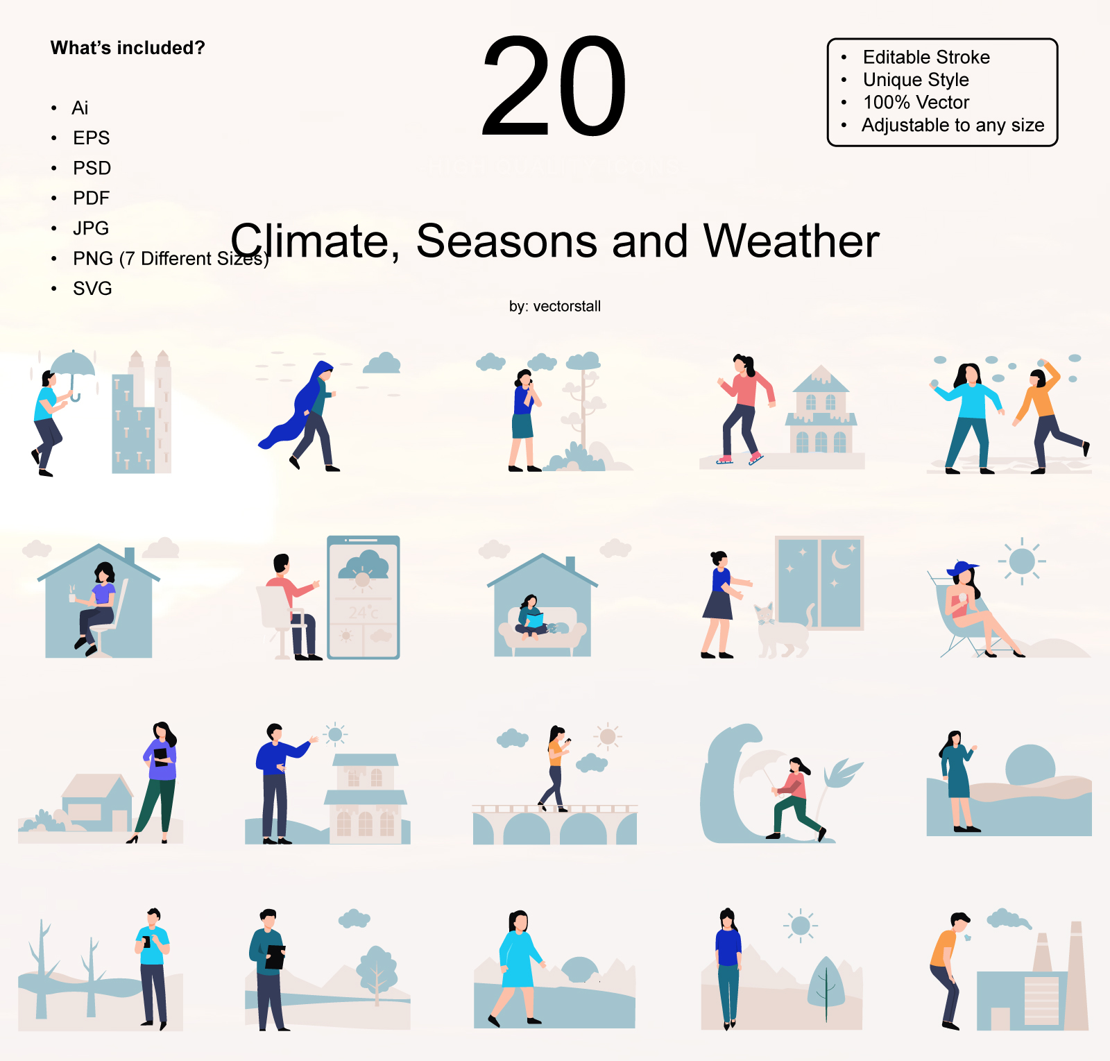 Climate And Weather Illustration Pack - 20 Free Download Nature ...