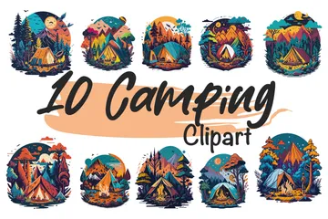 Acampamento Clipart Pacote de Ilustrações