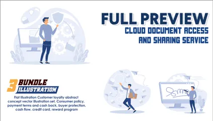 Cloud Document Access And Sharing Service Illustration Pack