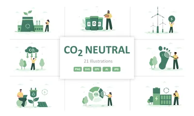 CO2 neutro Paquete de Ilustraciones