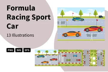 Coche deportivo de carreras de fórmula Paquete de Ilustraciones