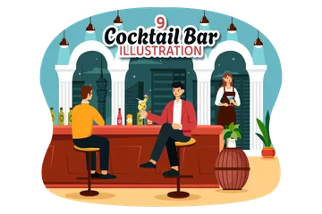 Cocktail Bar Illustration Pack