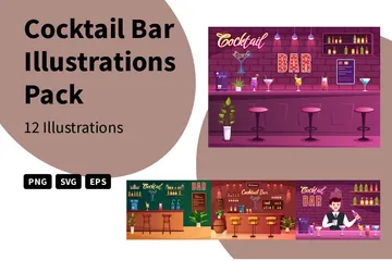 Cocktail Bar Illustration Pack