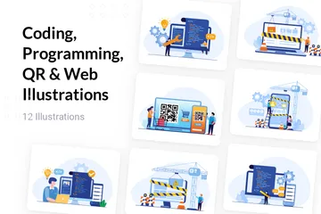 Codage, programmation, QR et Web Pack d'Illustrations