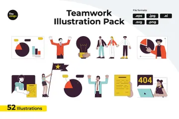 Équipe de collaboration mondiale Illustration Pack