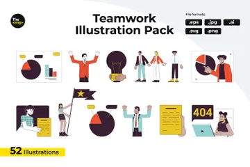 Équipe de collaboration mondiale Pack d'Illustrations