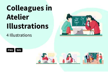 Colleagues In Atelier Illustration Pack