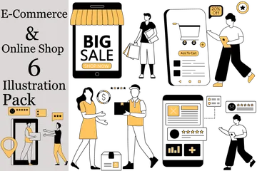 Comercio electrónico y tienda en línea Paquete de Ilustraciones