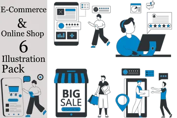 Comercio electrónico y tienda en línea Paquete de Ilustraciones