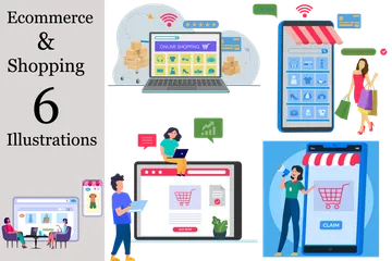 Comercio electrónico y compras Paquete de Ilustraciones