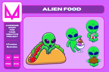 Comida Alienígena Pacote de Ilustrações