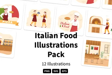 Comida italiana Paquete de Ilustraciones