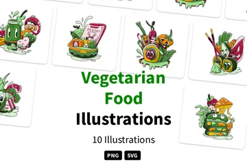 Comida Vegetariana Pacote de Ilustrações