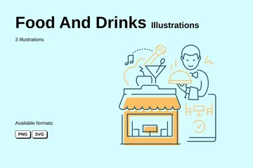 Alimentos e bebidas Pacote de Ilustrações