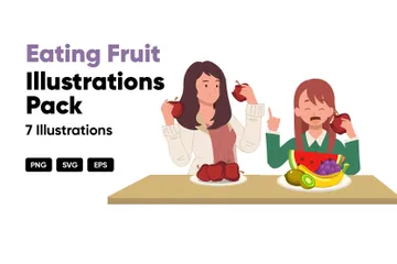 Comiendo fruta Paquete de Ilustraciones