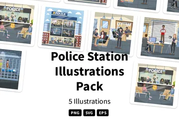 Estación de policía Paquete de Ilustraciones