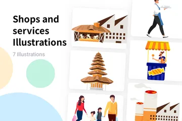 Commerces et services Pack d'Illustrations