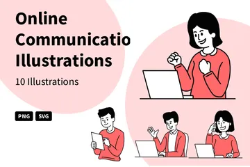 Communication en ligne Pack d'Illustrations