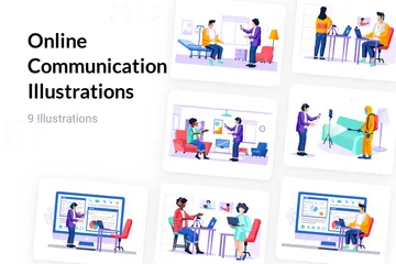 Communication en ligne Pack d'Illustrations