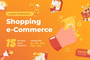 Compras Comercio electrónico Paquete de Ilustraciones