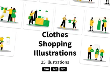 Compras de ropa Paquete de Ilustraciones