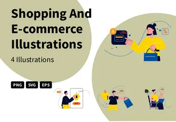 Compras e comércio eletrônico Pacote de Ilustrações