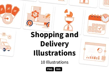 Compras e entrega Pacote de Ilustrações