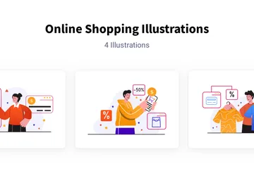 Las compras en línea Paquete de Ilustraciones