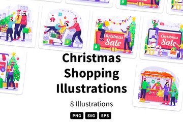 Compras de Navidad Paquete de Ilustraciones