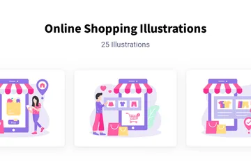 Compras online Pacote de Ilustrações