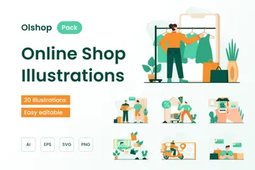 Compras online Pacote de Ilustrações