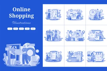 Compras online Pacote de Ilustrações