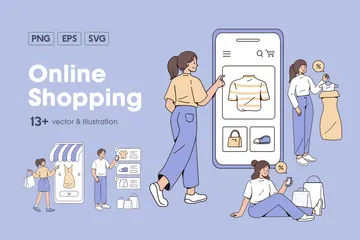 Compras online Pacote de Ilustrações